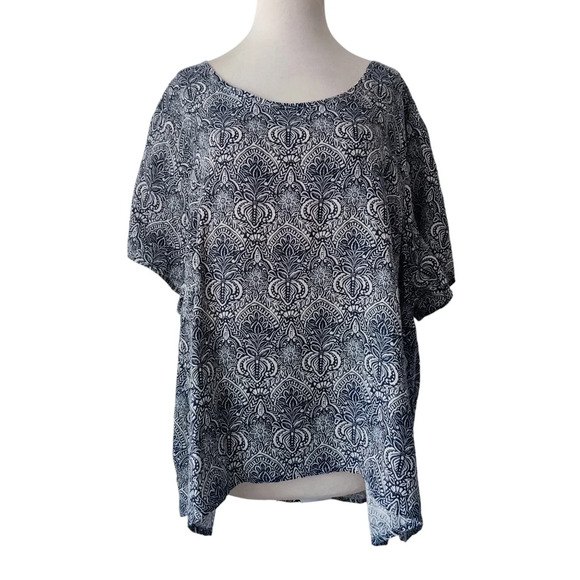 RACHEL ZOE 100% Linen Top Plus Size 3X Short Sleeve Botanical Tapestry Print - Picture 1 of 9
